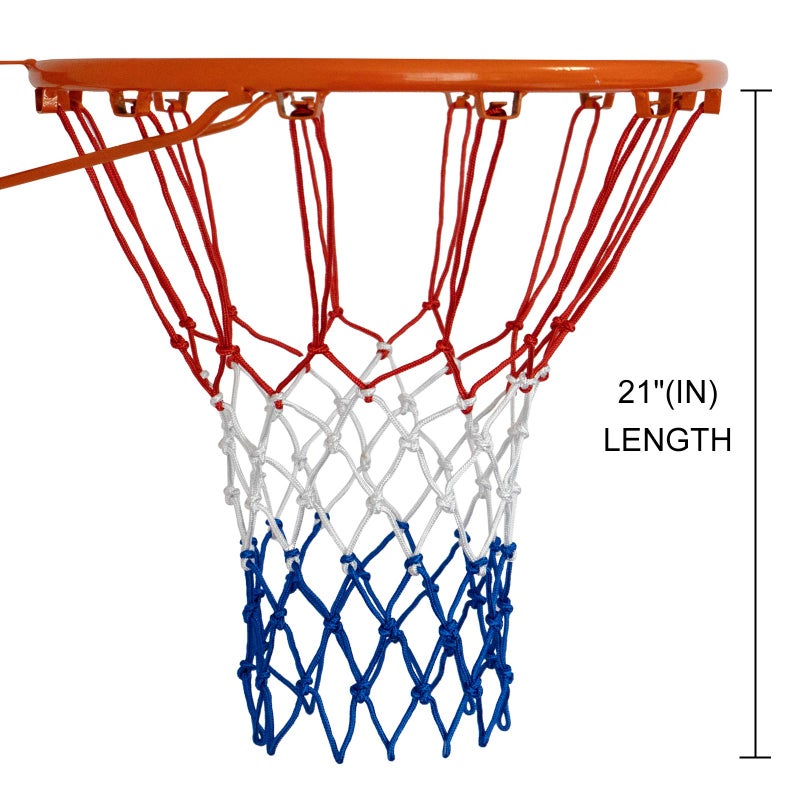 Sanung 2 Pack Heavy Basketball Net Rainproof Sunscreen, Red White Blue Bold Polyester Braided Rope, 12 Loops for Indoor Outdoor Professional Competitions - Image 2